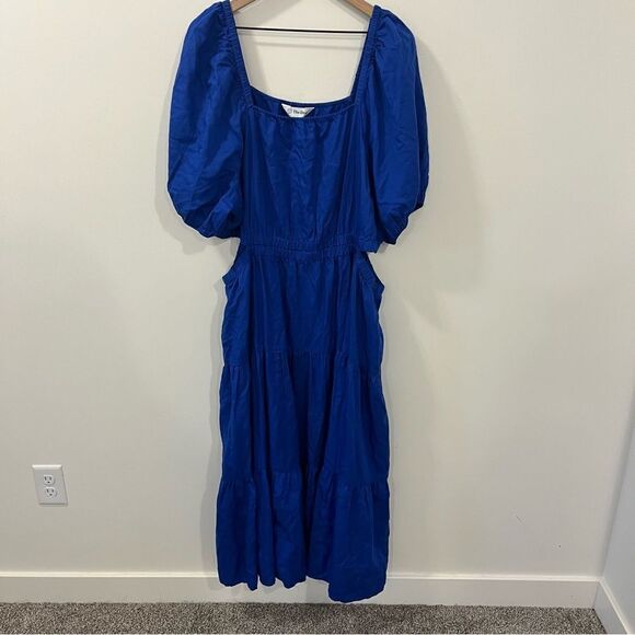 The Drop Anaya Maxi Dress | Square Neck, Cut-Out, Tiered, 3X, Dazzling Blue - Picture 5 of 13